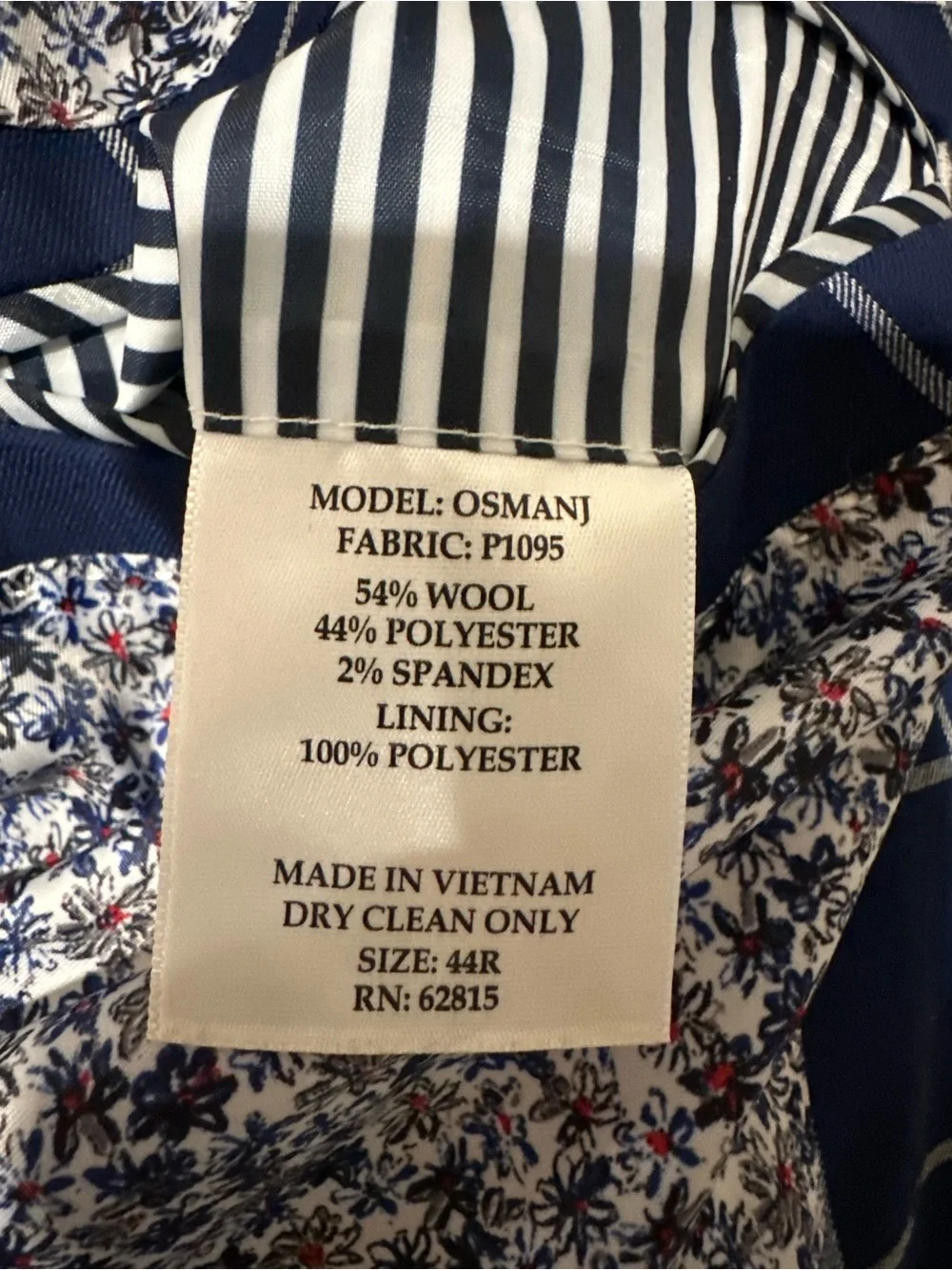 Penguin by Munsingwear Mens Navy Windowpane Sport Coat Blazer - Classic Fit 44R